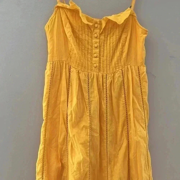 [0]Maeve - Anthropologie Cotton Spaghetti Straps  Sleeveless Yellow Maxi dress - Picture 3 of 7